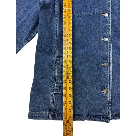 Field Gear Denim Chore Barn Coat Womens Large Blue Denim 90s Cotton Jean Jacket - Picture 7 of 7